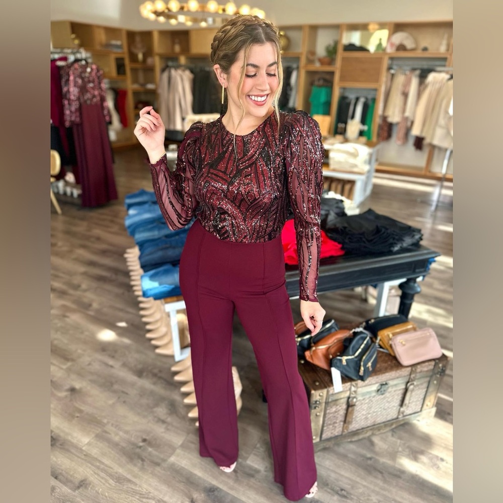 Sequin Long sleeve top Jumpsuit